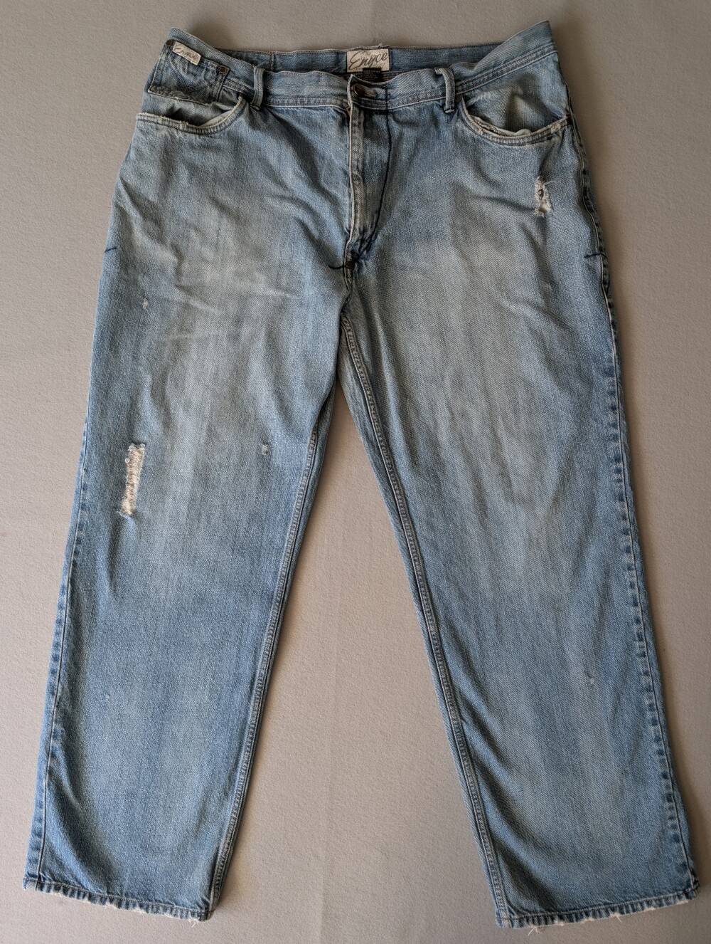 Vintage Enyce Jeans 2000s Y2K Light Wash Distressed Hip Hop Baggy Denim Sz 44 image 2